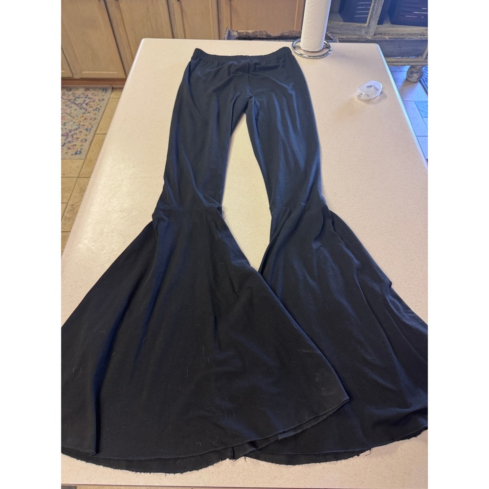 Grace & Emma Black Bell Bottom Flare Leggings Extreme Wide Leg Boho Pants M